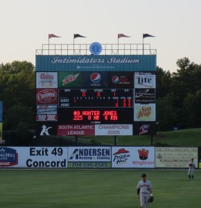 Intimidators Stadium scoreboard