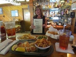 Kim and my dinner at Dockside